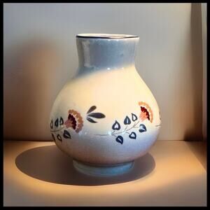 Vintage Stoneware Bud Vase with Hand-Painted Floral Design – Cottagecore Ceramic